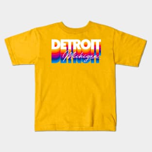 Detroit, Michigan // Retro Typography Design Kids T-Shirt